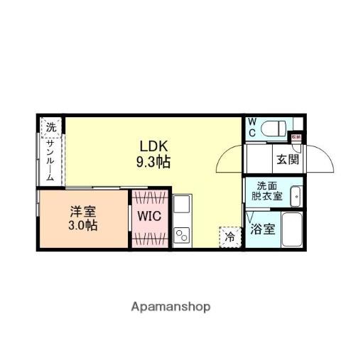 FIRST SQUARE D棟(1LDK/1階)の間取り写真