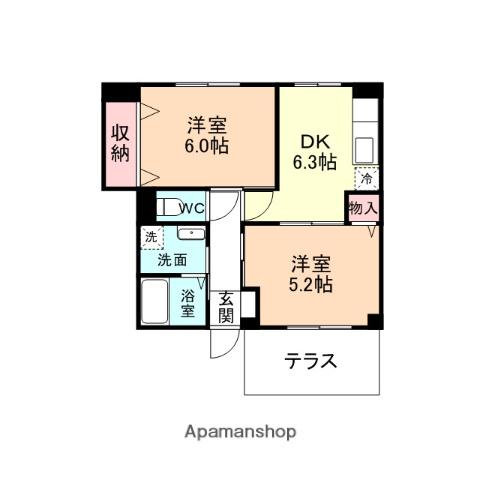 ラトゥールボワⅡ(2DK/1階)の間取り写真