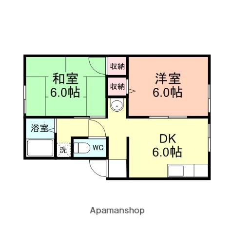 ヴィラ水谷望岳台(2DK/2階)の間取り写真