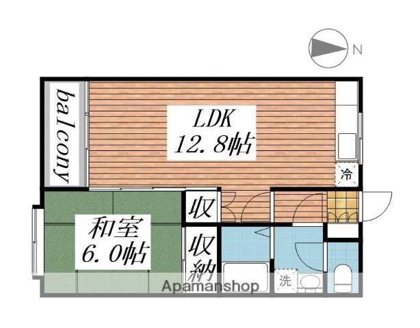 サンワロイヤル長江(1LDK/3階)の間取り写真
