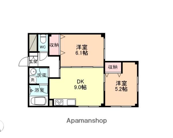 南布瀬ハウス(2DK/1階)の間取り写真