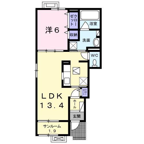 スマイル ベスト(1LDK/1階)の間取り写真