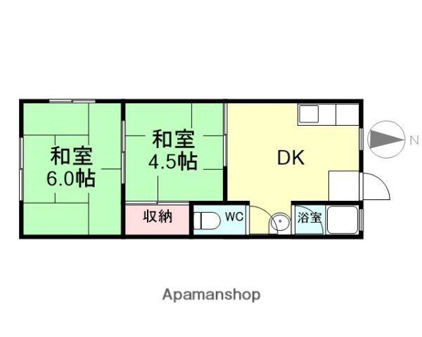 さつきアパート(2DK/2階)の間取り写真