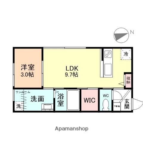 ALMO(1LDK/1階)の間取り写真