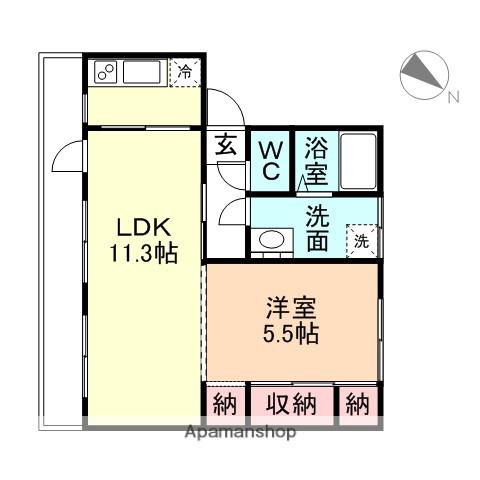 MIDハイツ駒見(1LDK/1階)の間取り写真