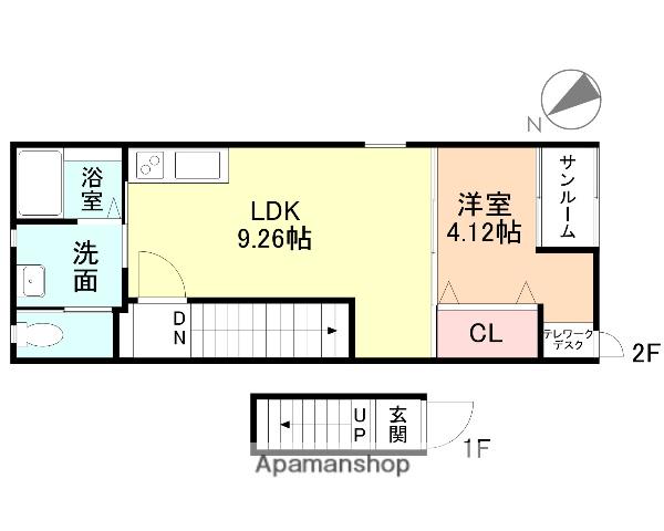 E-JAPAN奥田本町C棟(1LDK/2階)の間取り写真