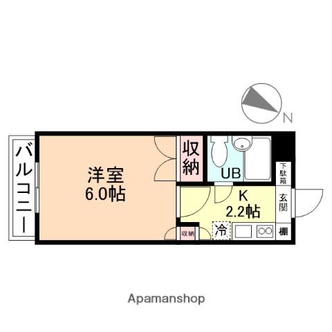 ドエル朝日(1K/3階)の間取り写真