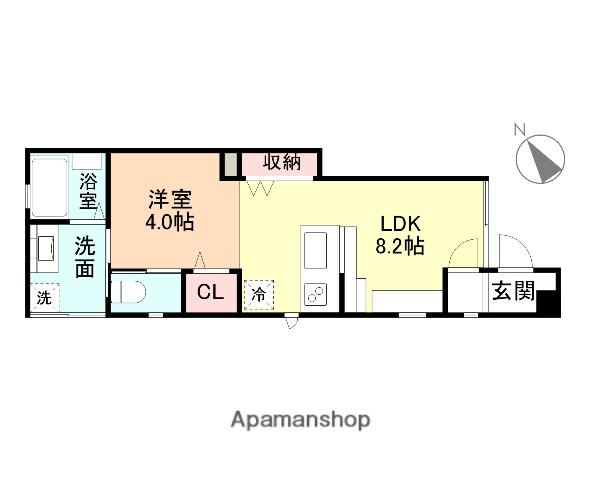 ナチュラルヴィレッジ西田地方(1DK/1階)の間取り写真