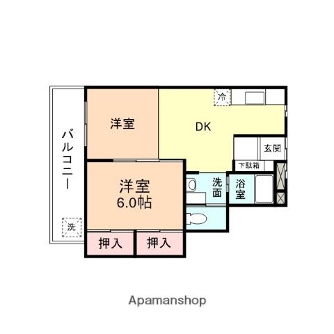 レジデンスミキオ(2DK/3階)の間取り写真