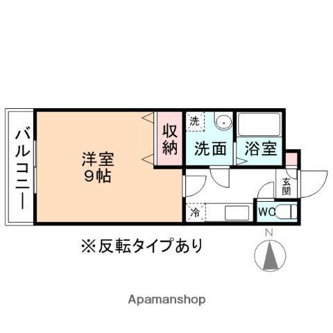 ピースフルⅡ(1K/1階)の間取り写真