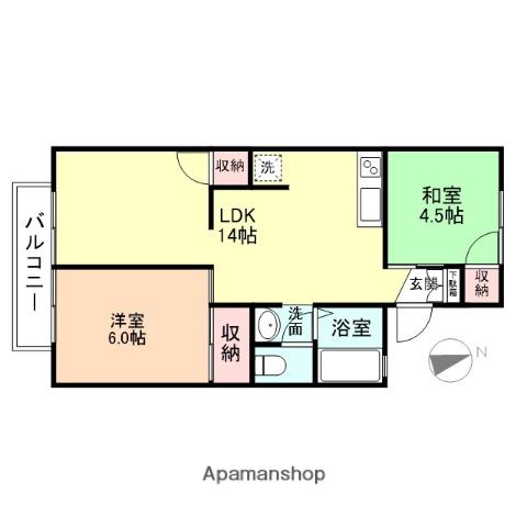 グリーンヒルズ(2LDK/2階)の間取り写真