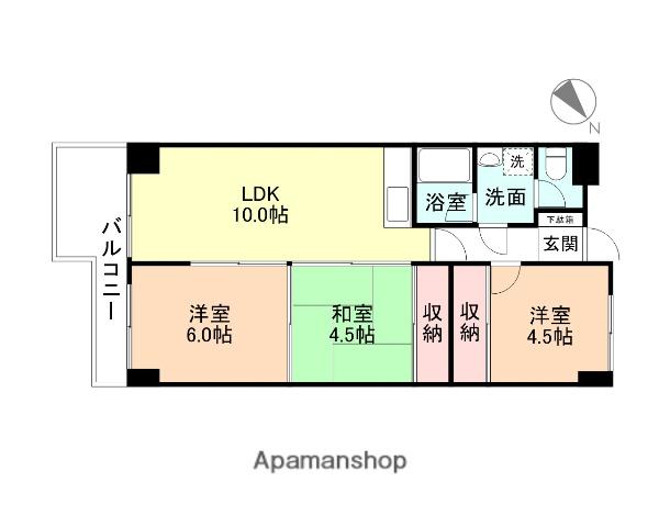 アシスト第8富山マンション(3LDK/3階)の間取り写真