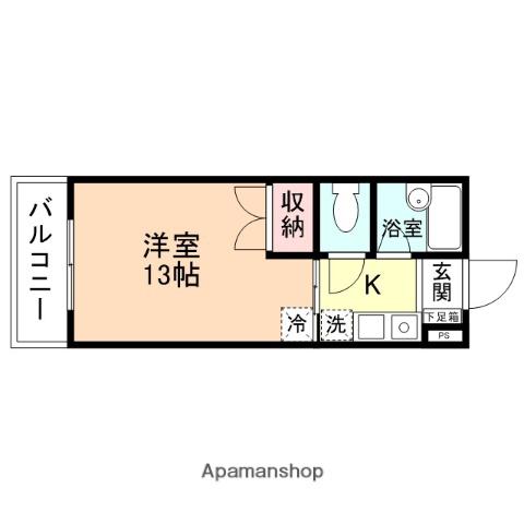 ベンベデール Ⅲ(1K/2階)の間取り写真