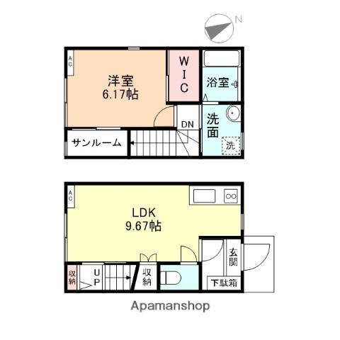 ビオラ上赤江(1LDK/1階)の間取り写真