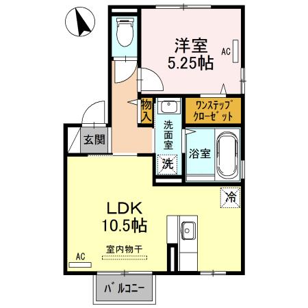 ドリームハイツ(1LDK/2階)の間取り写真