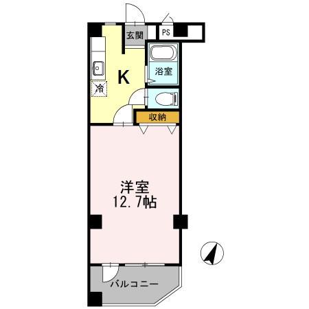 サザンコート(1K/3階)の間取り写真