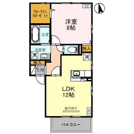 パークコートH棟(1LDK/1階)の間取り写真