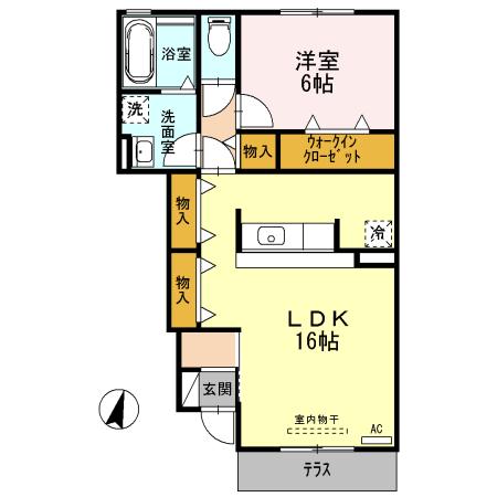 ルミエール ウィス(1LDK/1階)の間取り写真