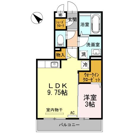 D-ROOM五福(1LDK/3階)の間取り写真
