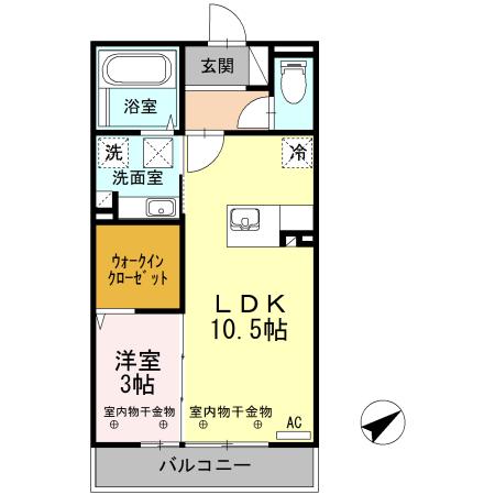 リヤン環水(1LDK/1階)の間取り写真