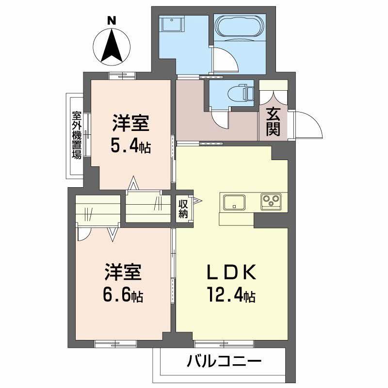 ウィステリア蜷川(2LDK/3階)の間取り写真
