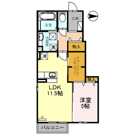 ルナ・ガーデン(1LDK/1階)の間取り写真