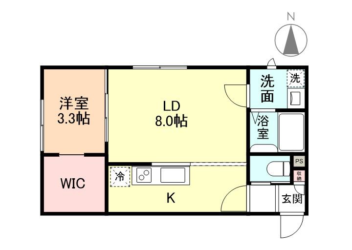 グランスイート森 B棟(1LDK/2階)の間取り写真