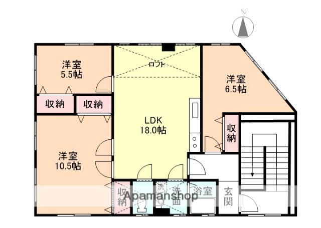 SKビル(3LDK/3階)の間取り写真