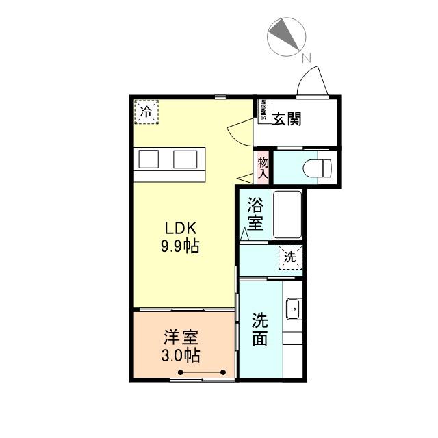ONE-LEAF CLOVER(1LDK/2階)の間取り写真