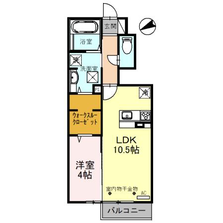 グランドコート東富山 A棟(1LDK/1階)の間取り写真