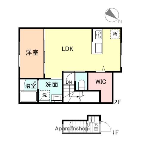 EDGEMOMENT下堀 A棟(1LDK/2階)の間取り写真