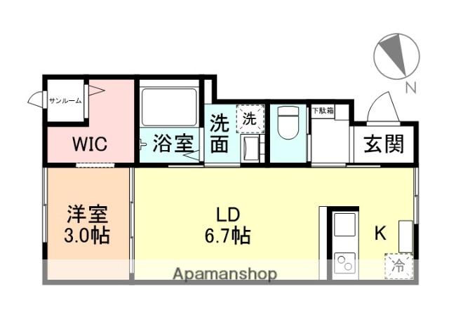 CIEL(1LDK/2階)の間取り写真