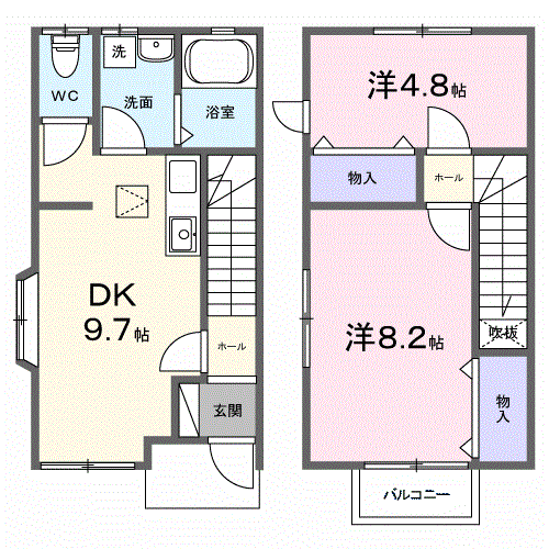 シャンテ北代(2LDK/1階)の間取り写真