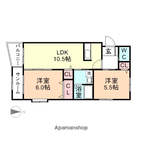 アルジェントルーチェ(2LDK/3階)の間取り写真