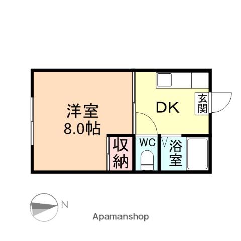 ビューライン駒見(1DK/2階)の間取り写真