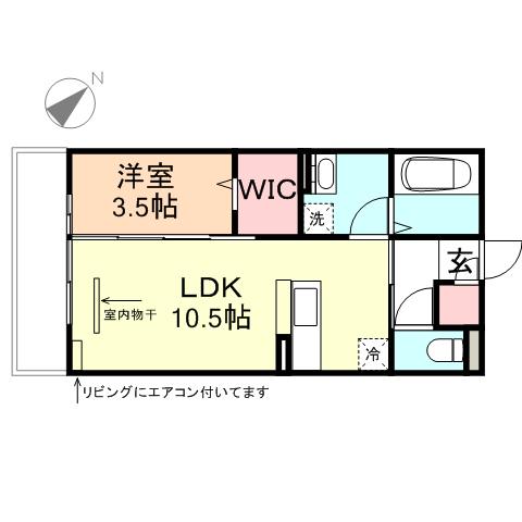 D-ROOM五福(1LDK/3階)の間取り写真