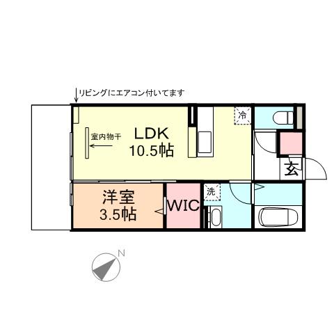 D-ROOM五福(1LDK/1階)の間取り写真