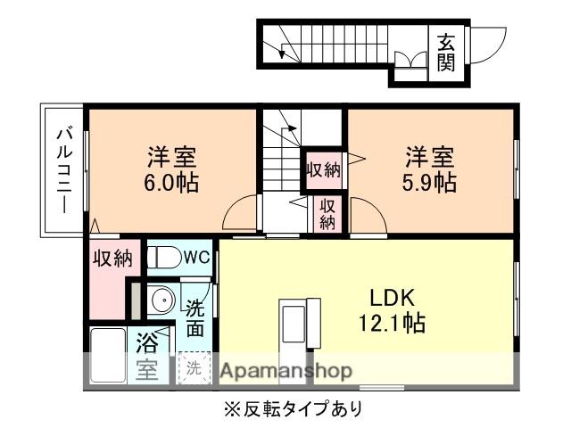 SKY VIEW Ⅲ(2LDK/3階)の間取り写真