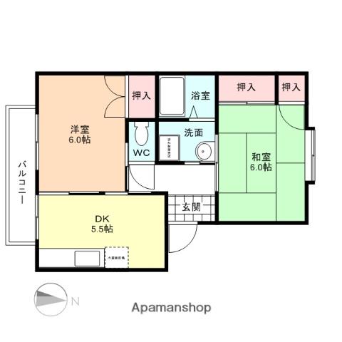 セレナ婦中(2DK/2階)の間取り写真