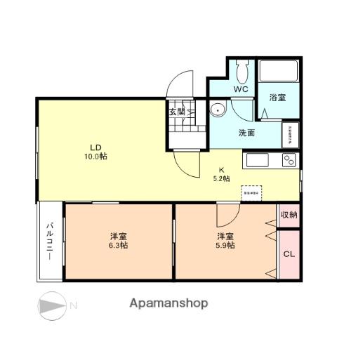 ロイヤルライフ(2LDK/3階)の間取り写真