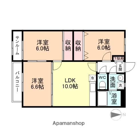 コスモス南(3LDK/2階)の間取り写真
