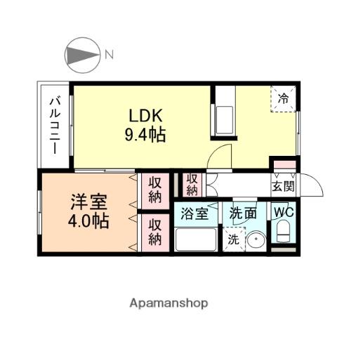 ラフォーレ1号館(1LDK/2階)の間取り写真