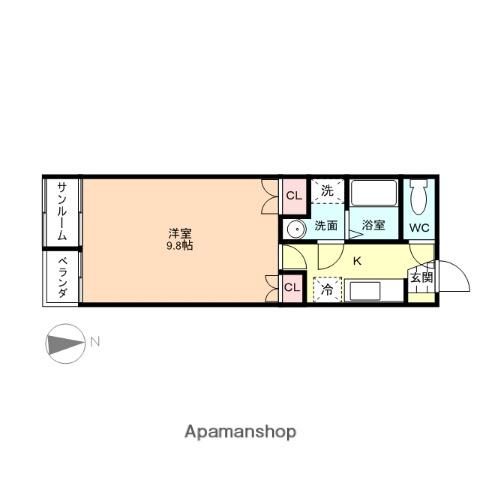 プレ・リヴィエール(1K/2階)の間取り写真