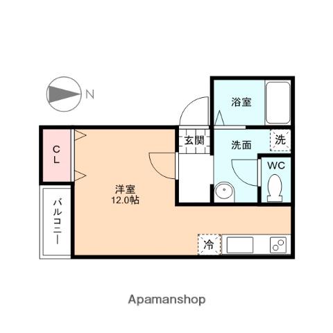 プライムコートA棟(ワンルーム/2階)の間取り写真