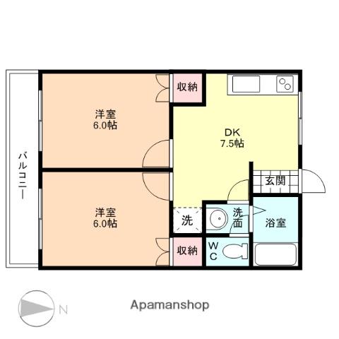 ハイムT&Y(2DK/1階)の間取り写真