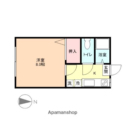 アポロ中谷(1K/1階)の間取り写真