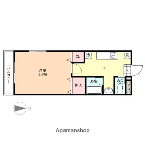 カリエンテ南(1K/4階)の間取り写真