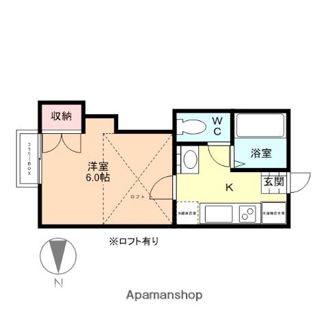 ブリッキ駒見(1K/1階)の間取り写真