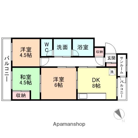 あけぼのマンション(3DK/2階)の間取り写真