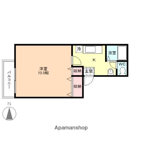 ロイヤルヒルズB棟(1K/2階)の間取り写真